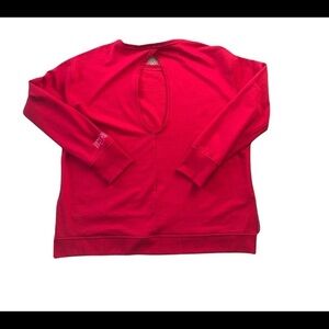 Victoria Sport VS Solid Red Sweatshirt High Low Hem Cut Out Back Size L